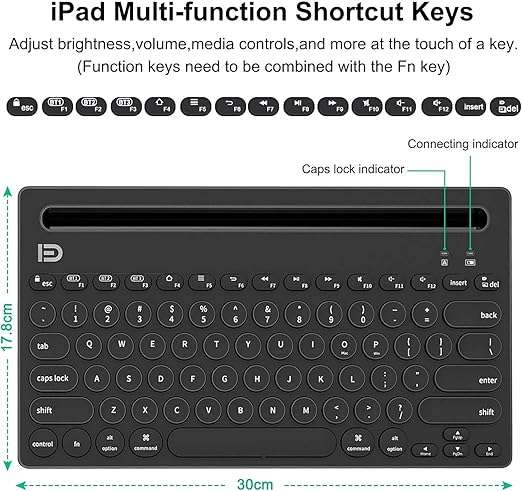 3 Channel Multi-device Wireless Bluetooth Keyboard for Smartphone/Tablet/PC - Switch between Channel