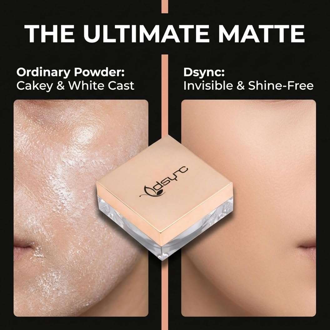 Dsync Translucent Loose Setting Powder  Vegan, Halal & Cruelty-Free  Oil Control, Matte Finish