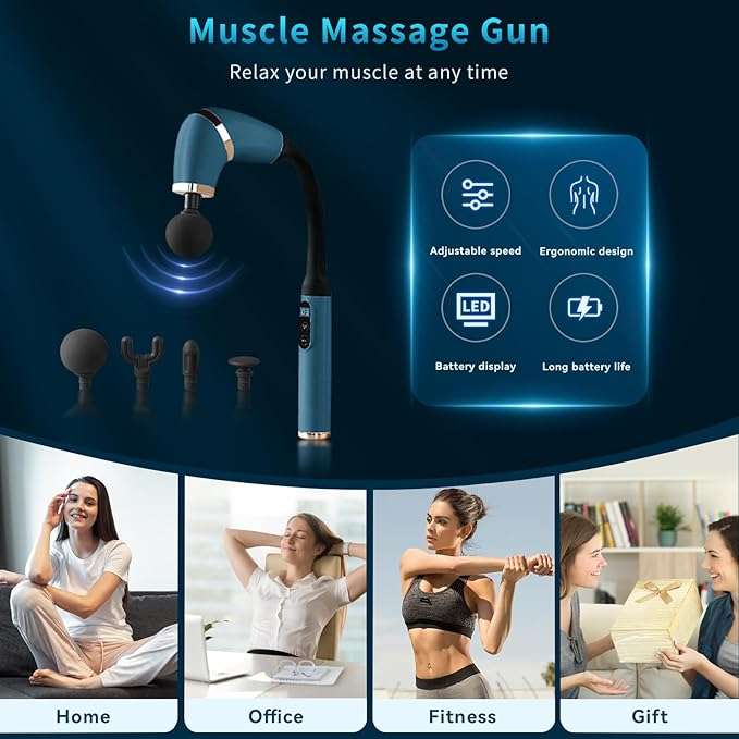 Massage Gun Deep Tissue  Handheld Percussion Massager with Display Screen, 12MM Portable