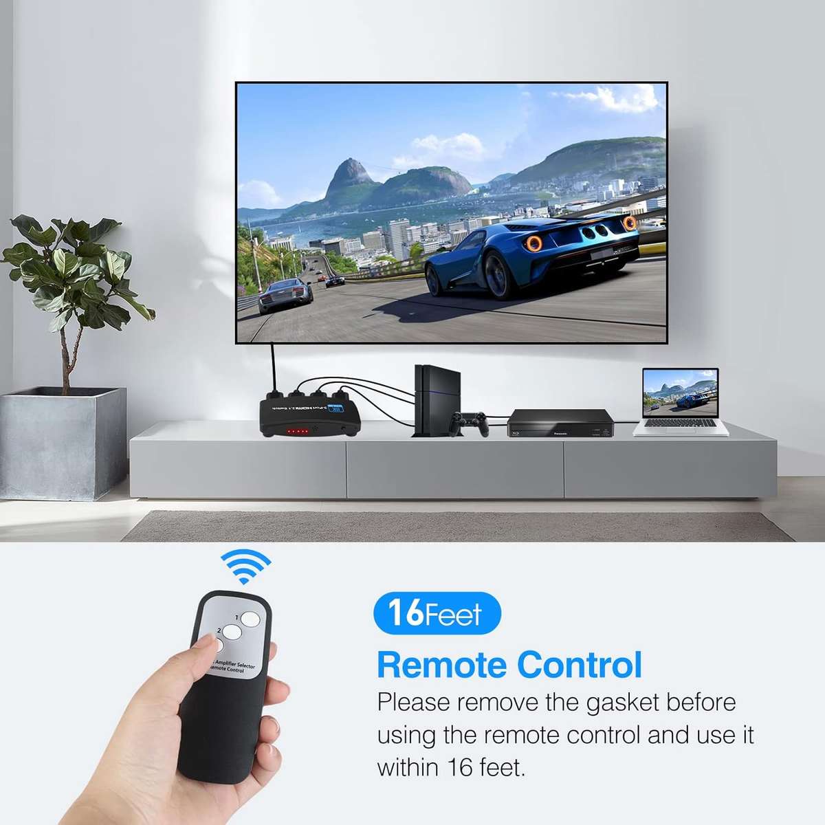 8K@60Hz HDMI 2.1 Switch, HDMI Switch 3 in 1 Out