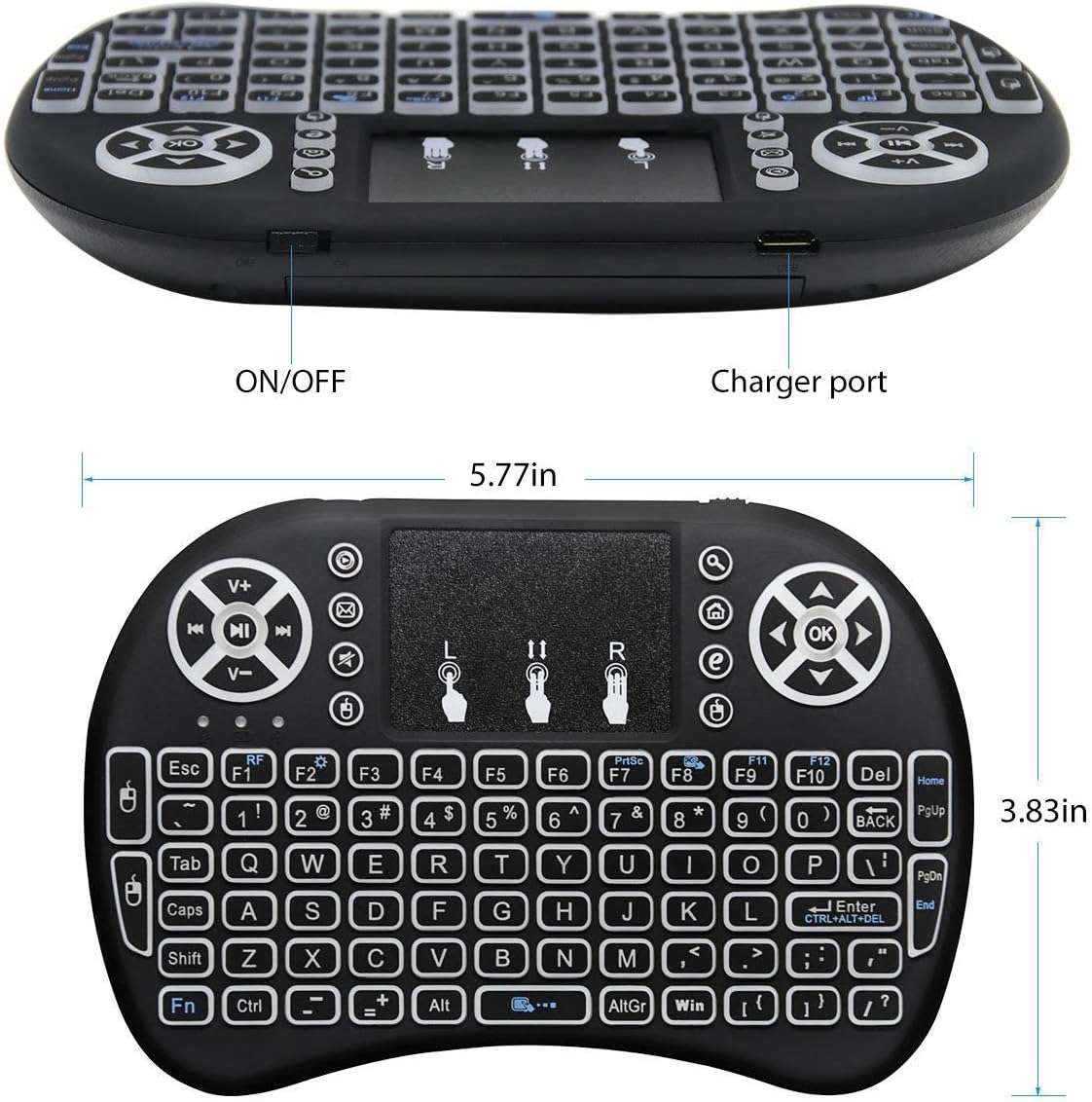 Portable Mini 2.4GHz Wireless Keyboard Touchpad Mouse With Backlight