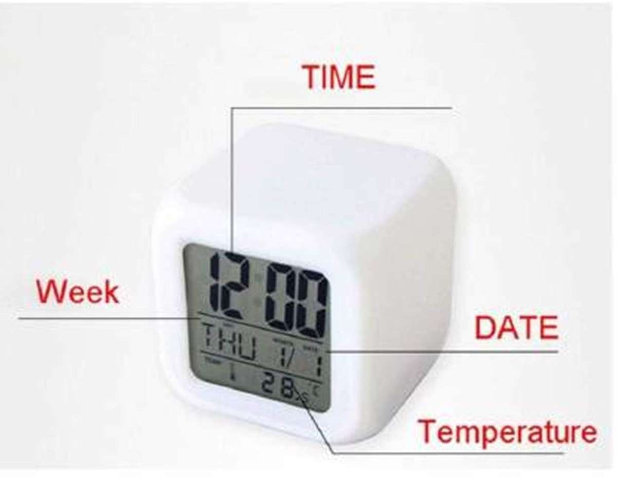 7 Color Changing LED Digital Alarm Clock with Date, Time