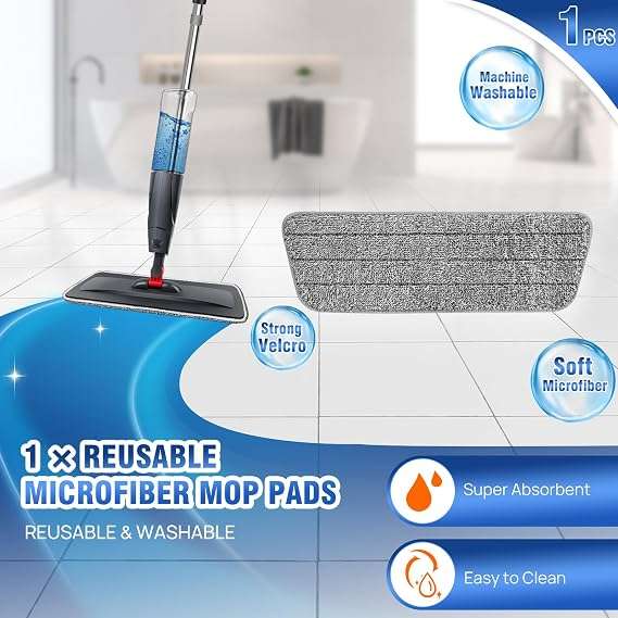 Spray Mop with Brush Cleaner Water Spraying Floor Cleaner For All Surfaces