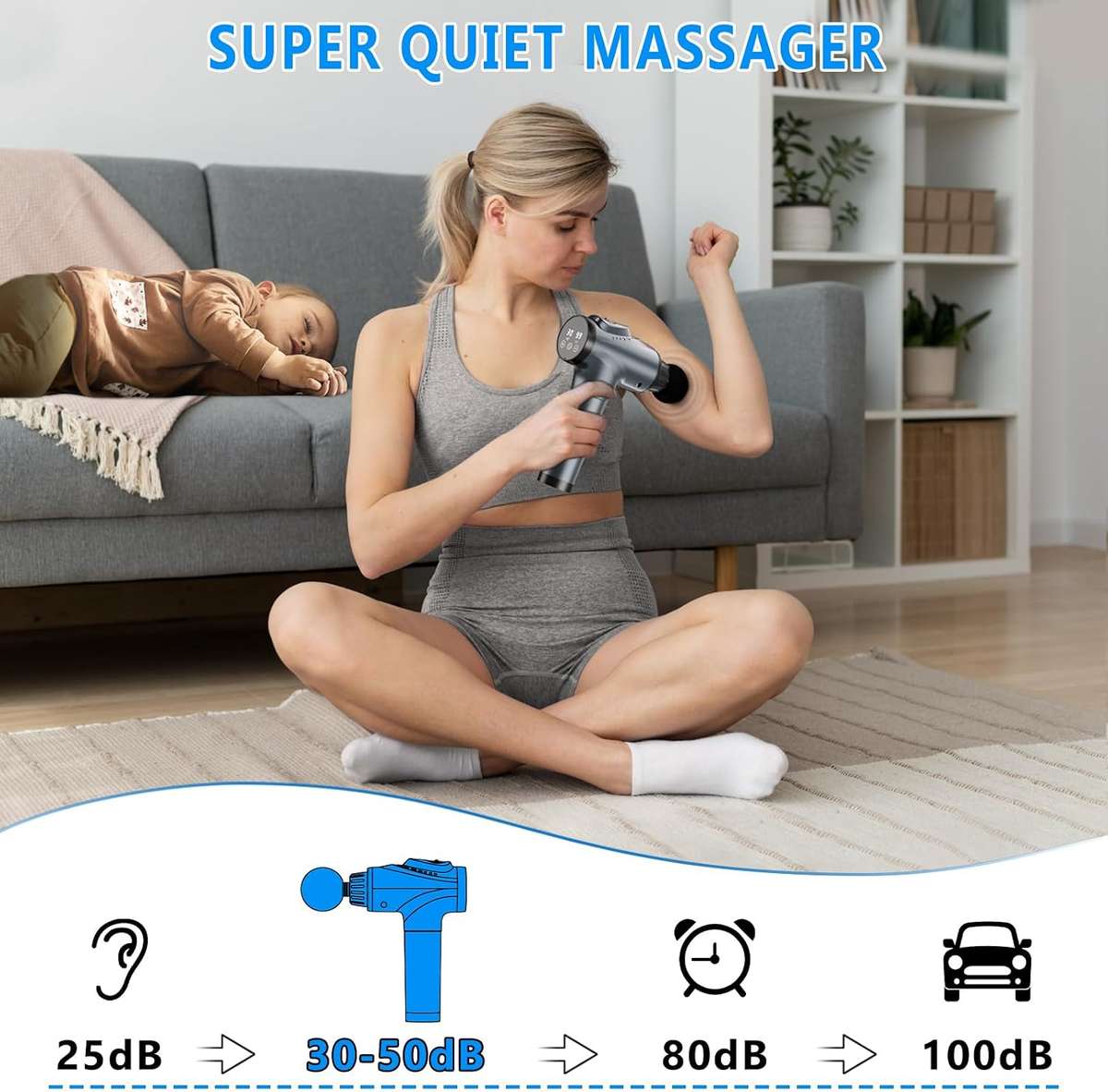 Massage Gun - Deep Tissue Percussion Handheld Body Back Muscle Massager - Black