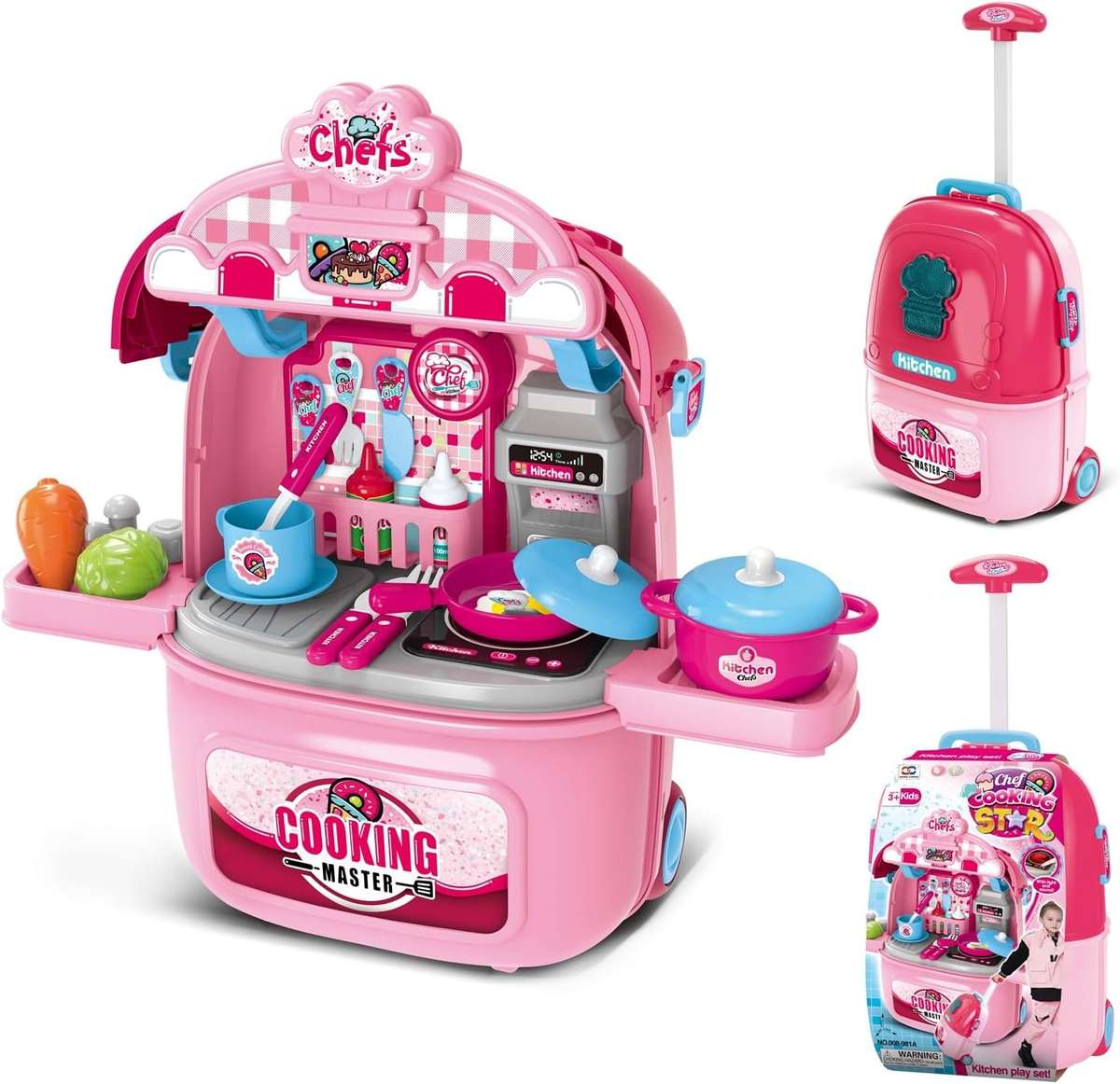 Portable Play Kitchen with Rolling Suitcase