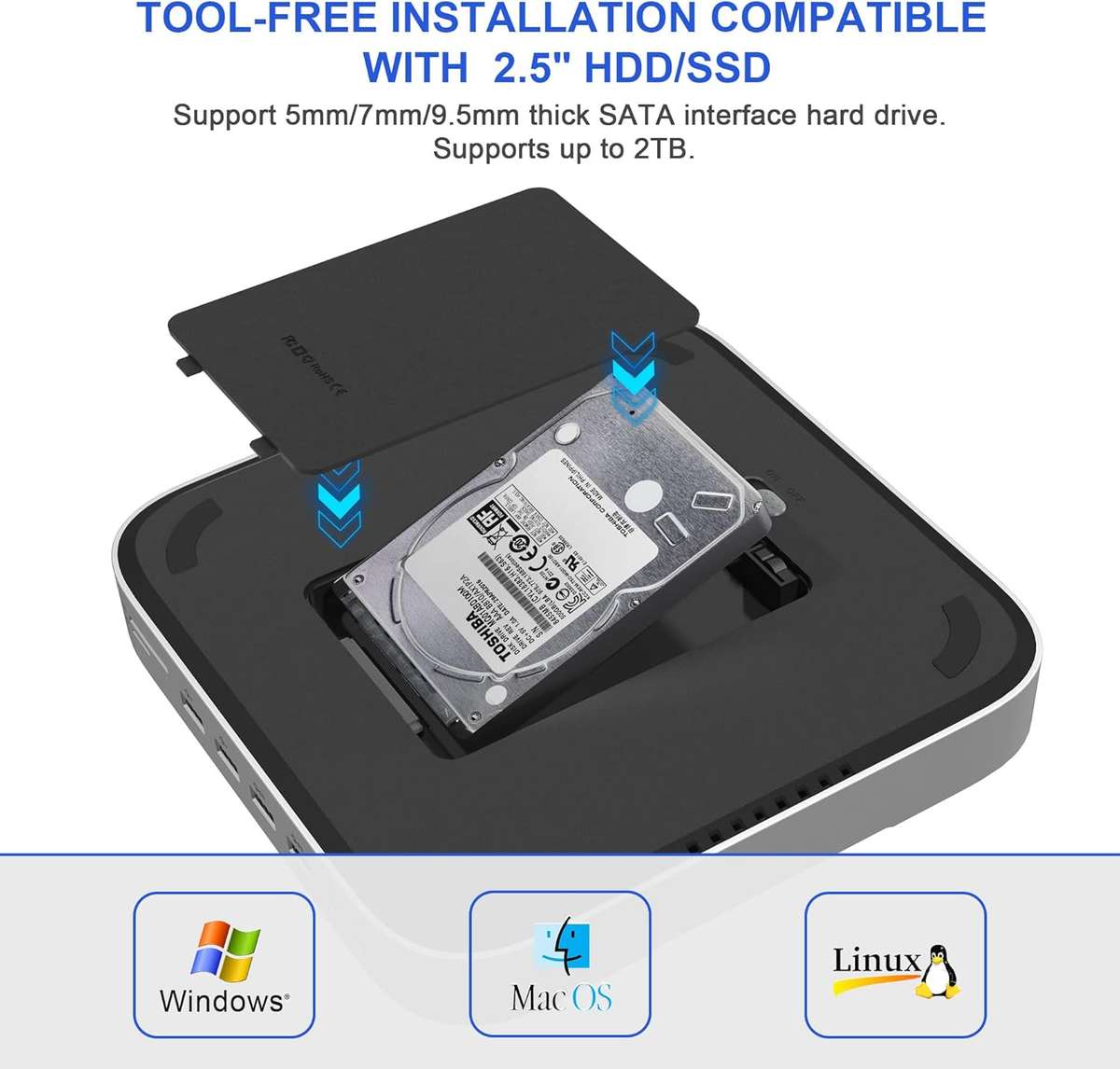 Mac Mini Dock with Hard Drive Enclosure 13-in-1 [SSD/HDD Slot +HDMI+VGA+USB C Data Port+2*USB 3.0+2*