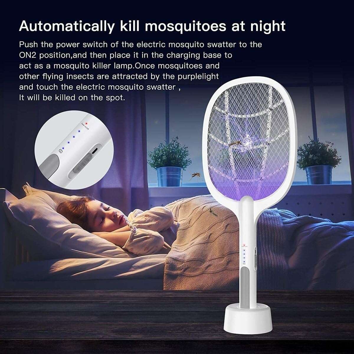 RECHARGEABLE MOSQUITO FLY SWATTER ZAPPER