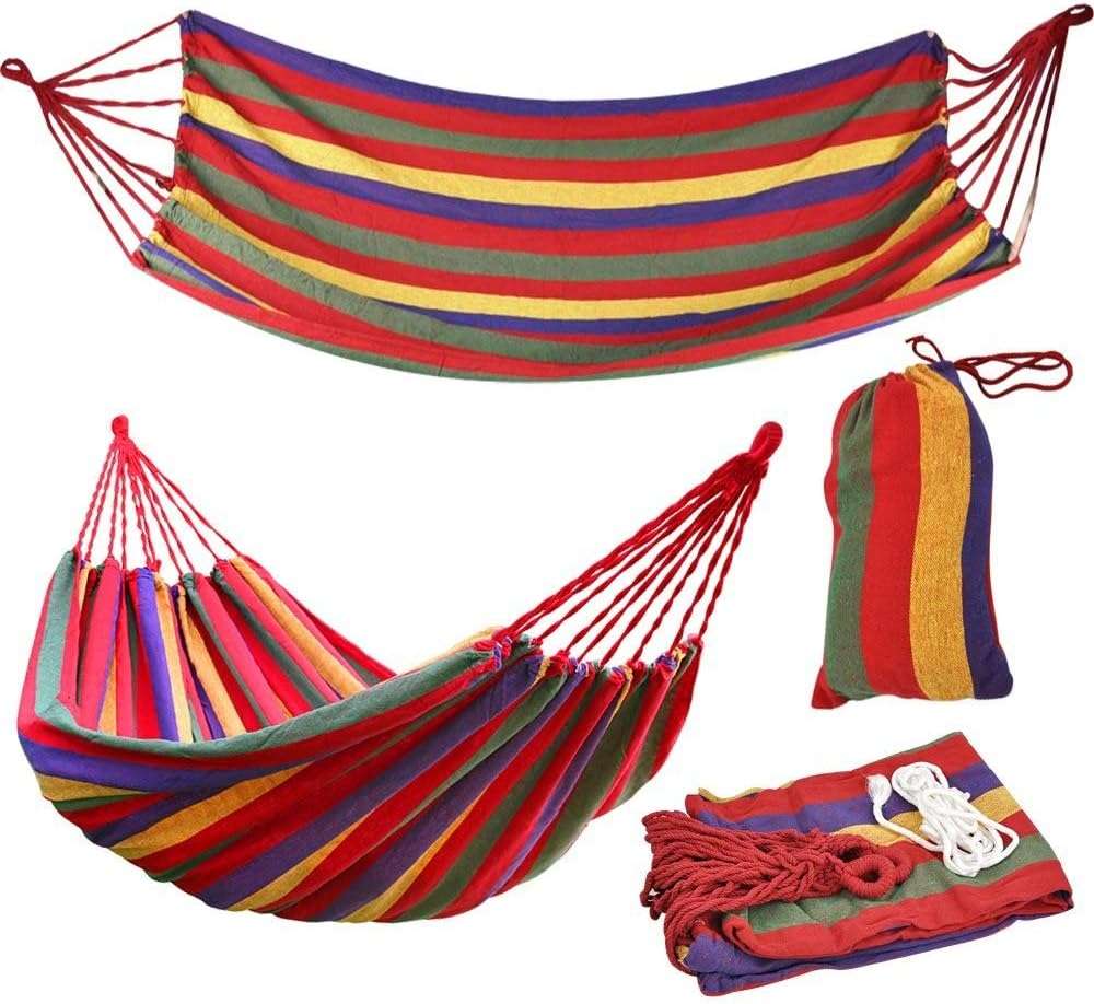 Portable Hammock Outdoor Hammock Travel Camping Swing Canvas Stripe