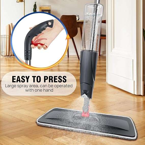Spray Mop with Brush Cleaner Water Spraying Floor Cleaner For All Surfaces