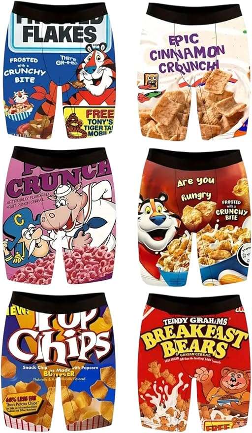 Novelty cereal underwear for men - pack of 6 (Large)