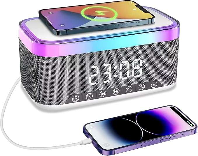 Multifunction Bluetooth Speaker Alarm Clock Wireless Charger
