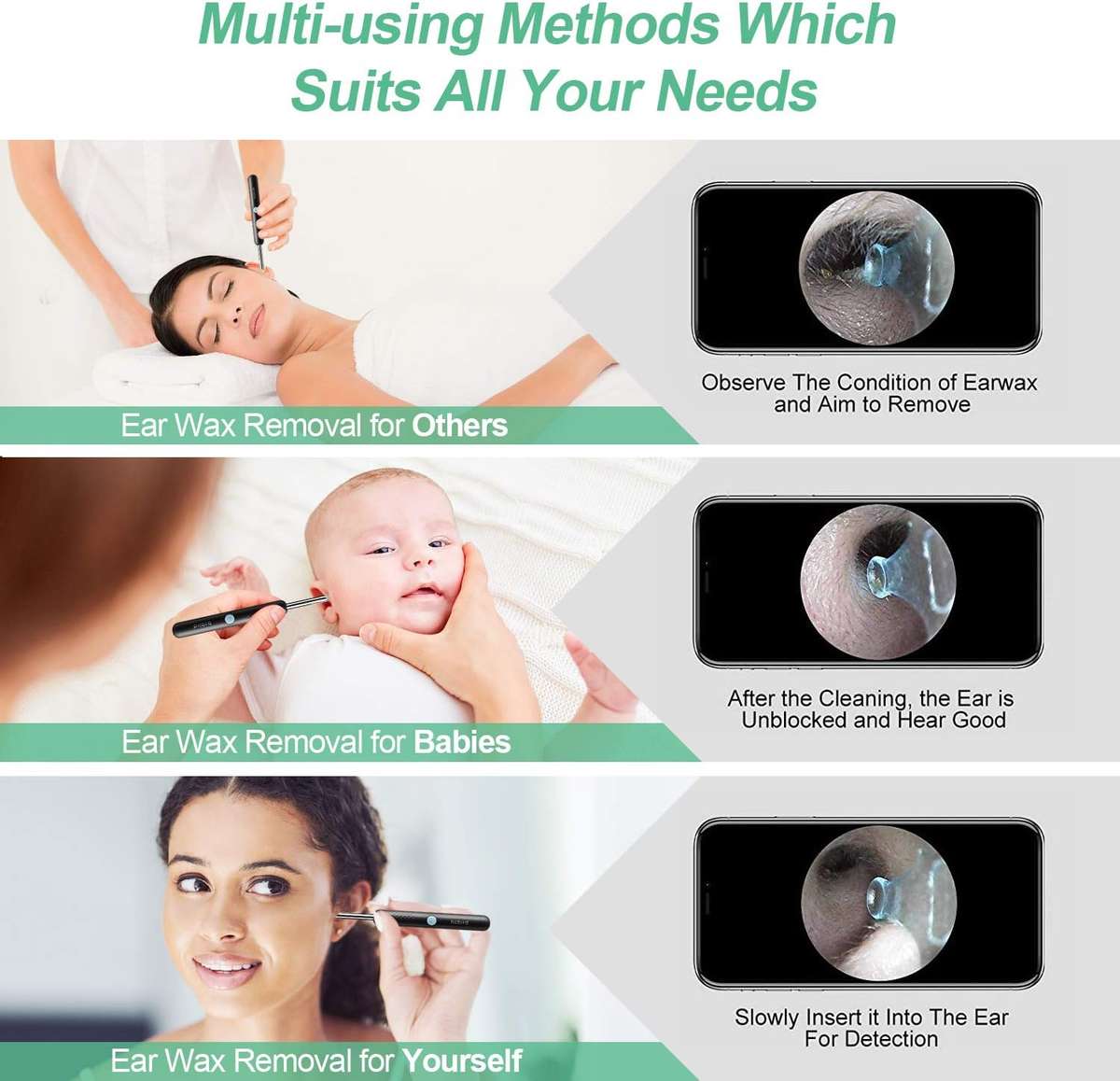 Otoscope earwax cleaner tools with 1080P FHD