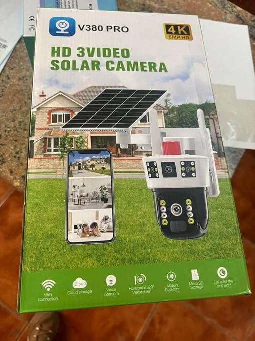 V380 PRO 4K HD Solar 4G Smart Security Camera  Outdoor PTZ, Motion Detection, Night Vision, 2-Way A
