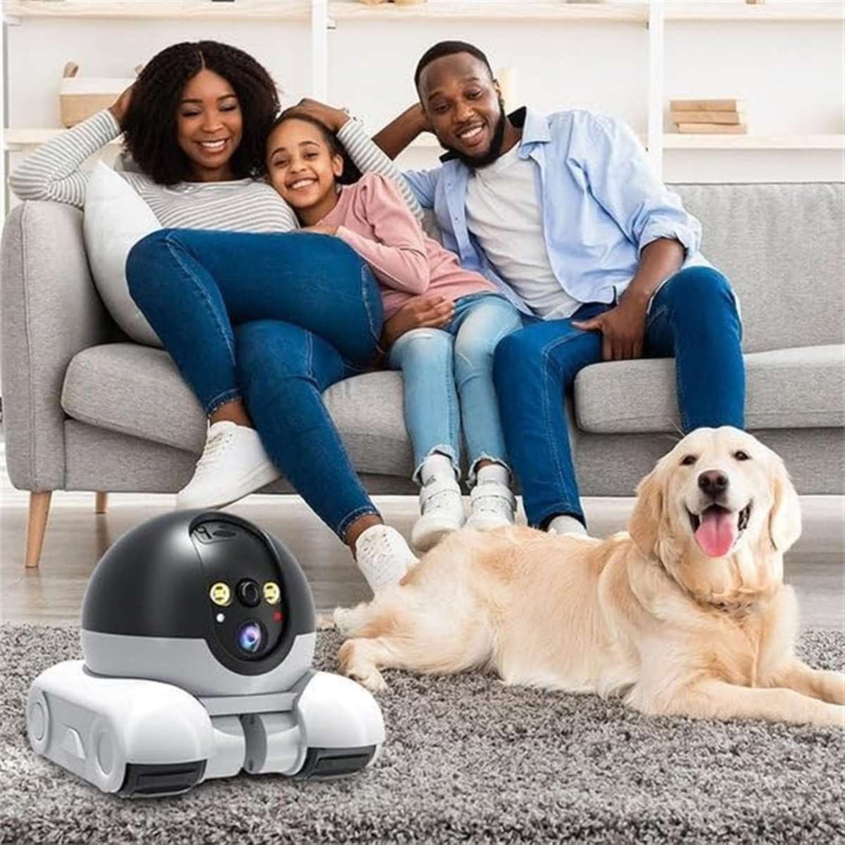 Robot Camera on Wheels 1080P Dual Lens,Indoor Movable Security Camera with 2-Way Talk,Blinky Bot wit