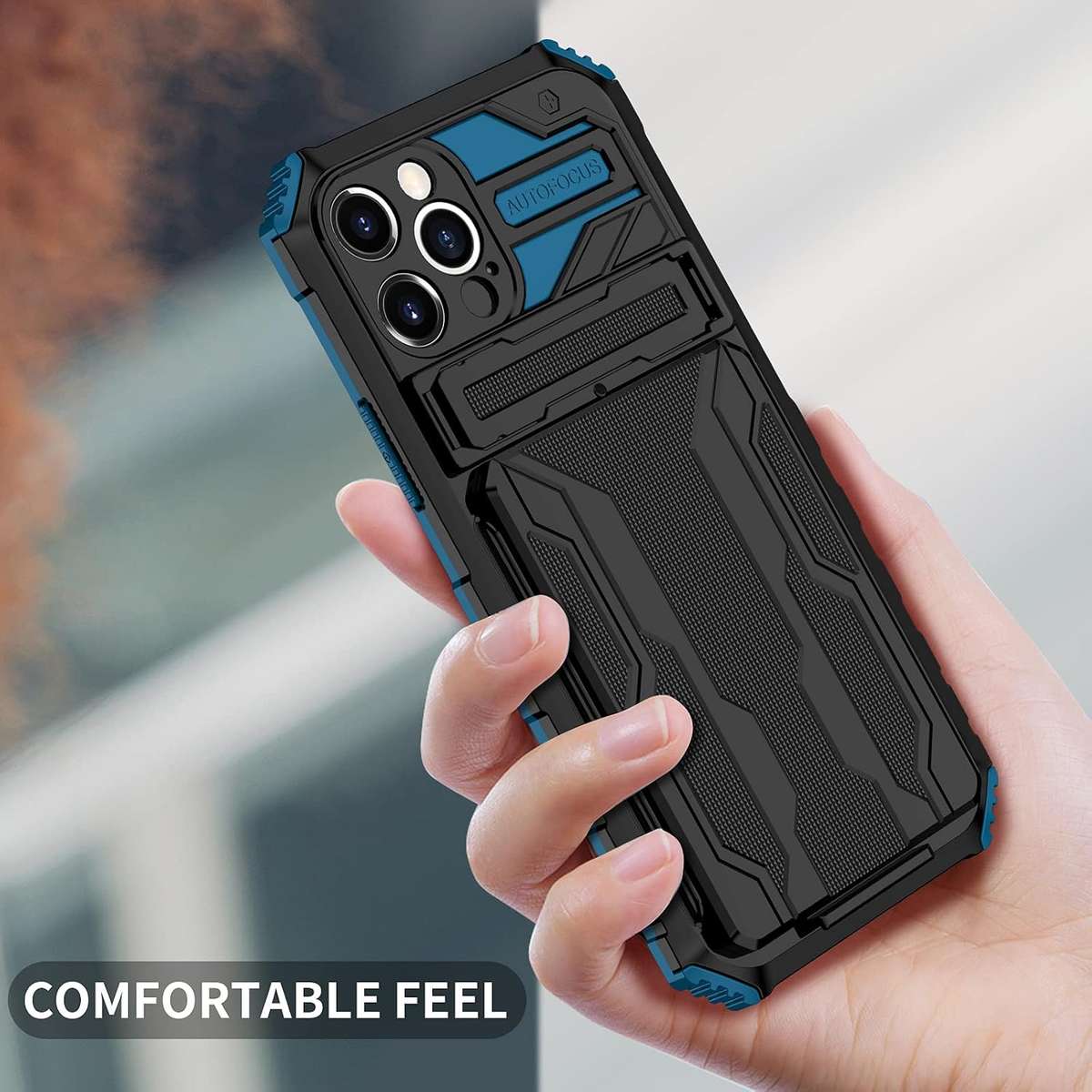 Sliding hidden wallet shockproof protective case for Samsung Redmi iPhone