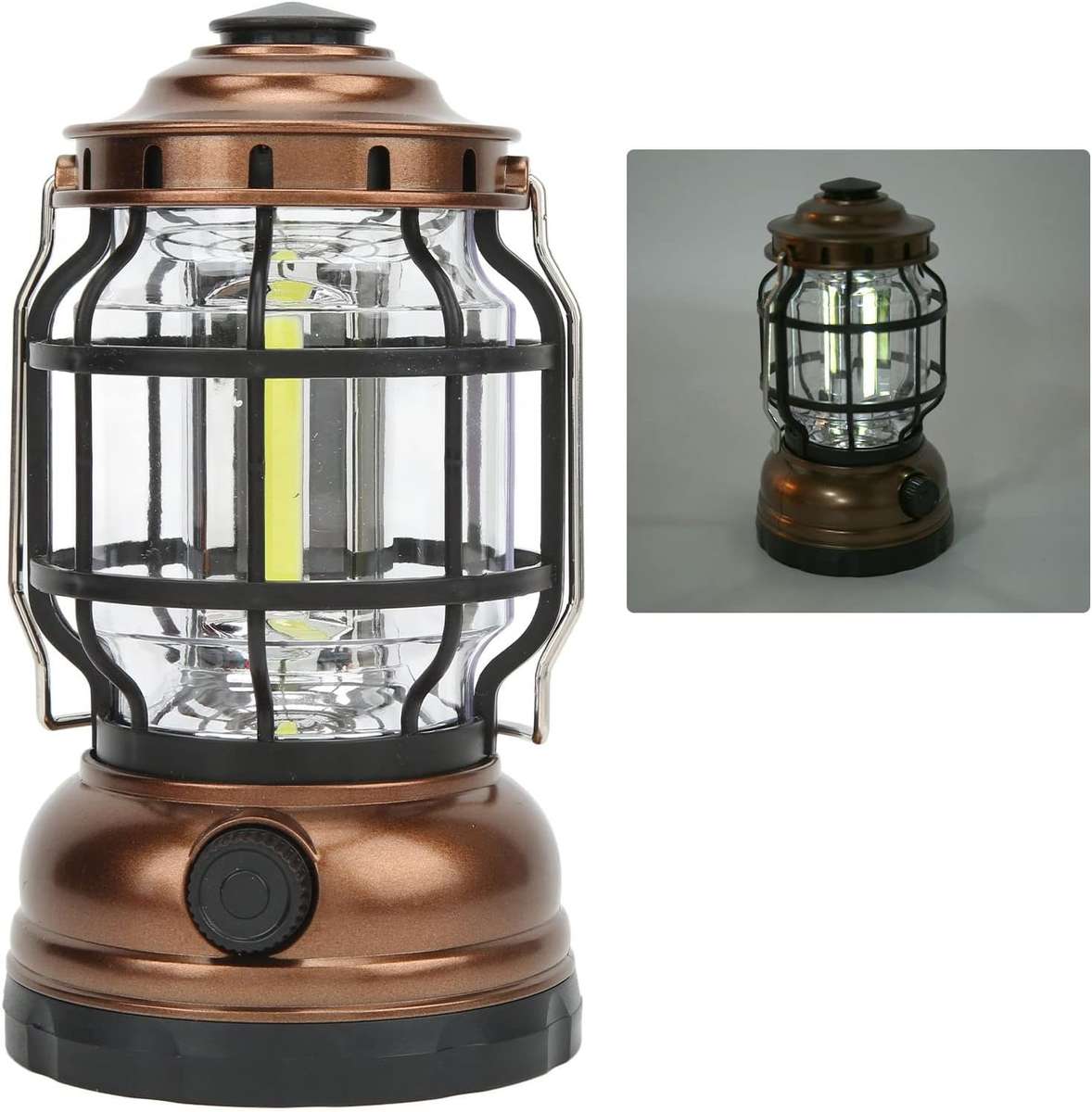 Portable Camping Lantern Dimming Knob outdoor LED COB Tent light with hook 360 Degrees