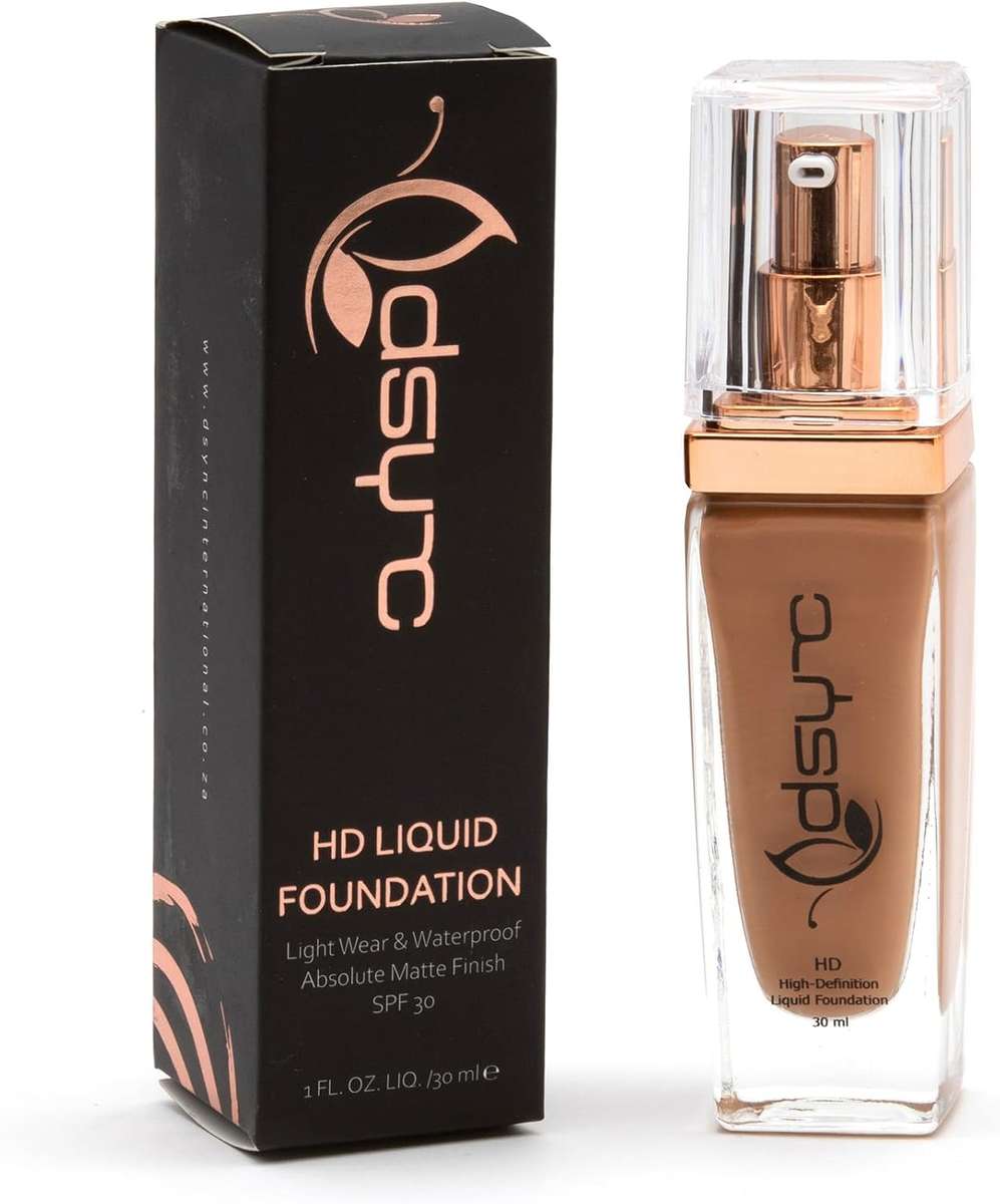 Dsync HD Liquid Foundation 30ml LUSA | SPF 30, 16hr Wear, Full Coverage Matte | Medium to Deep