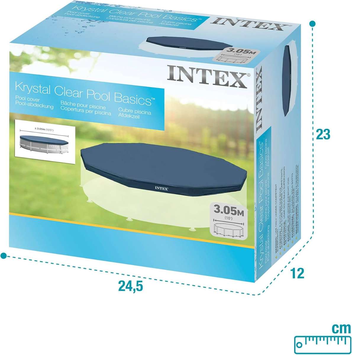 Intex 3.05m Round Easy Set Outdoor Backyard Swimming Pool Cover, Blue - Unboxed