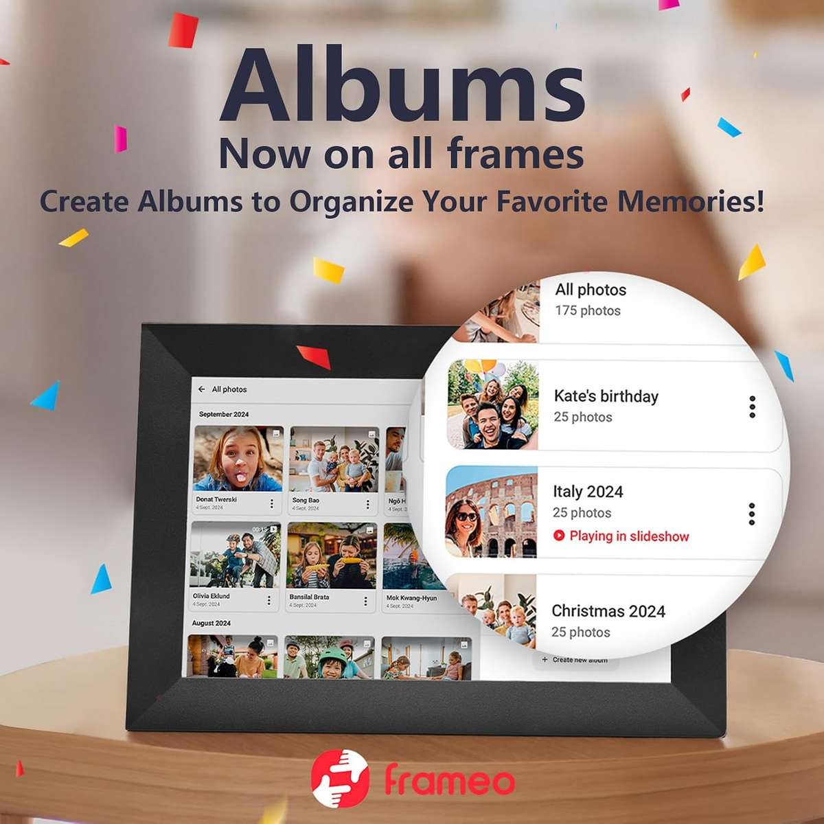 32GB FRAMEO 10.1 Inch Smart WiFi Digital Photo Frame - White