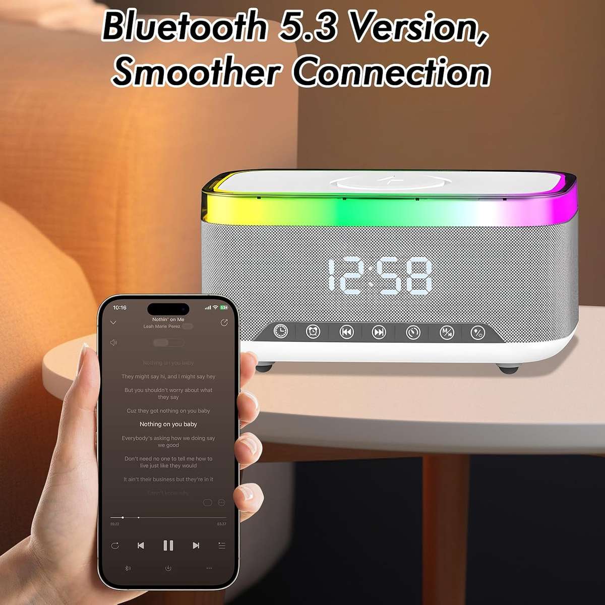 Multifunction Bluetooth Speaker Alarm Clock Wireless Charger