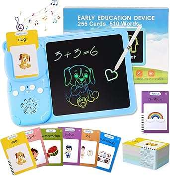 Gentle Monster LCD Writing Tablet for Kids with Talking Flash Cards (510 Sight Words), Montessori To