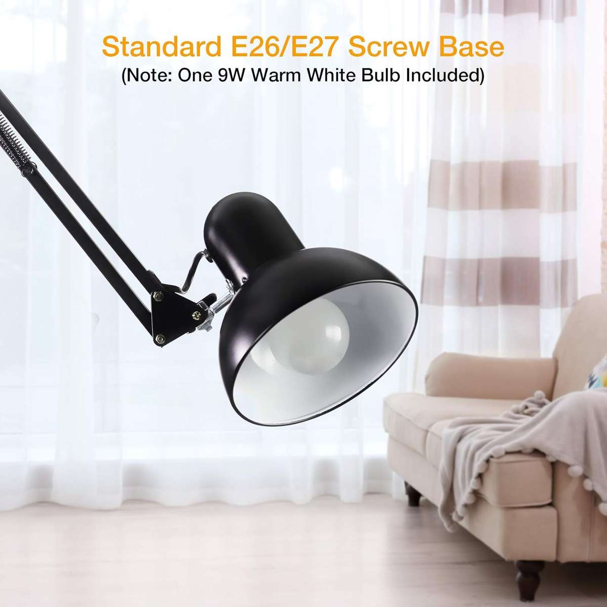 Swing Arm Standing Reading Lamp with Metal Base Modern Design Studying Light lamp