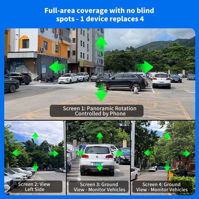 4-Lens 360° Outdoor Security Camera  Quad View WiFi CCTV with Night Vision, Motion Detection, App R