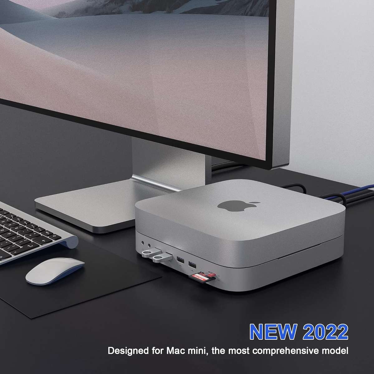 Mac Mini Dock with Hard Drive Enclosure 13-in-1 [SSD/HDD Slot +HDMI+VGA+USB C Data Port+2*USB 3.0+2*
