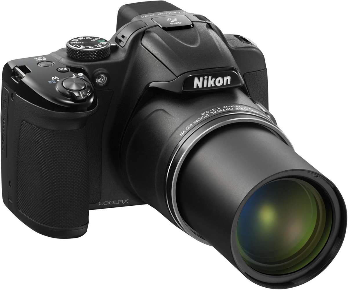 Nikon Coolpix P520 Camera - Black (18.1MP, 42xZoom, 24mm Wide Lens) 3.2 inch LCD Digital Camera
