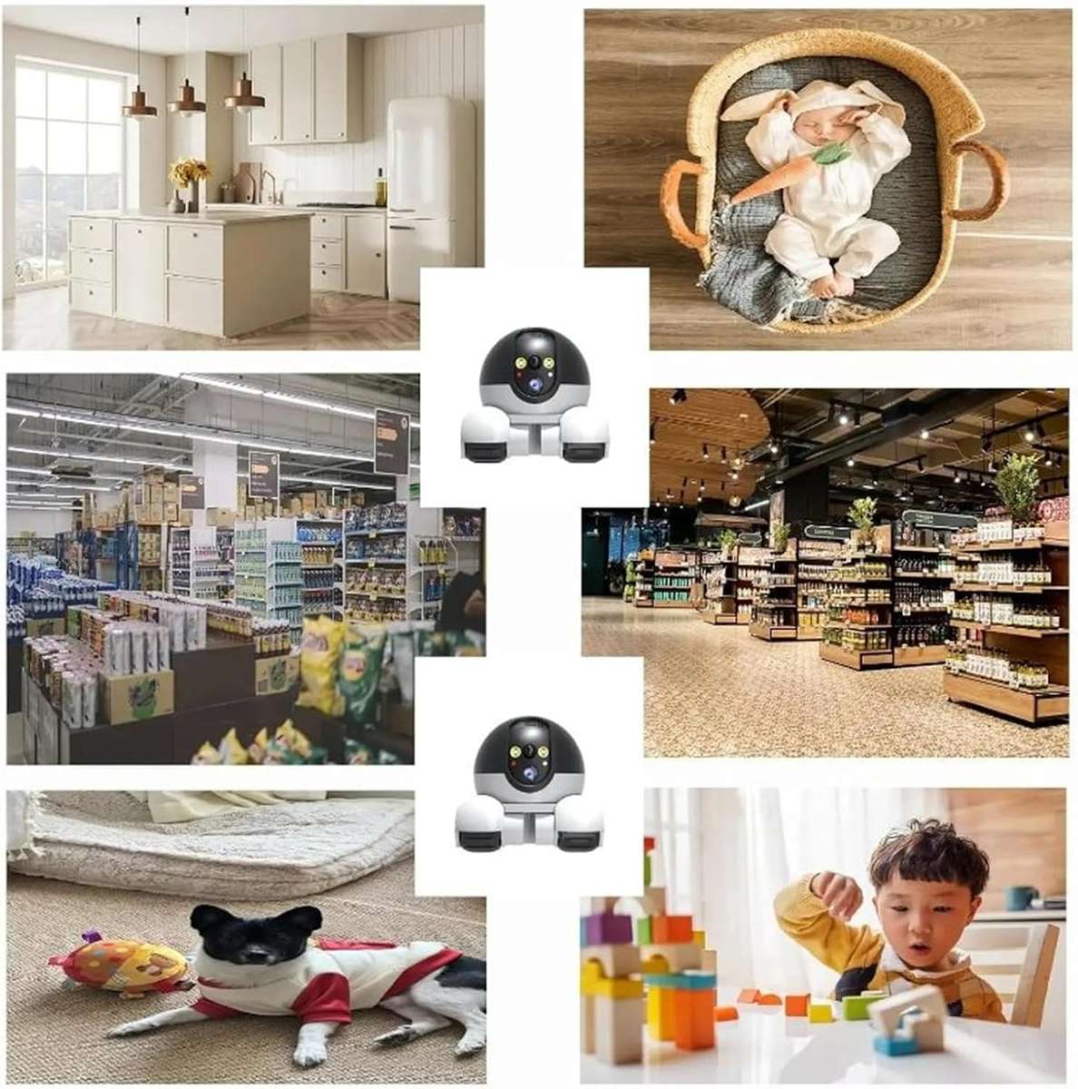 Robot Camera on Wheels 1080P Dual Lens,Indoor Movable Security Camera with 2-Way Talk,Blinky Bot wit