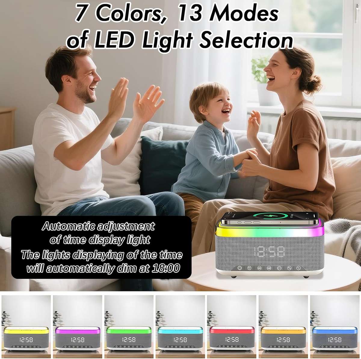 Multifunction Bluetooth Speaker Alarm Clock Wireless Charger