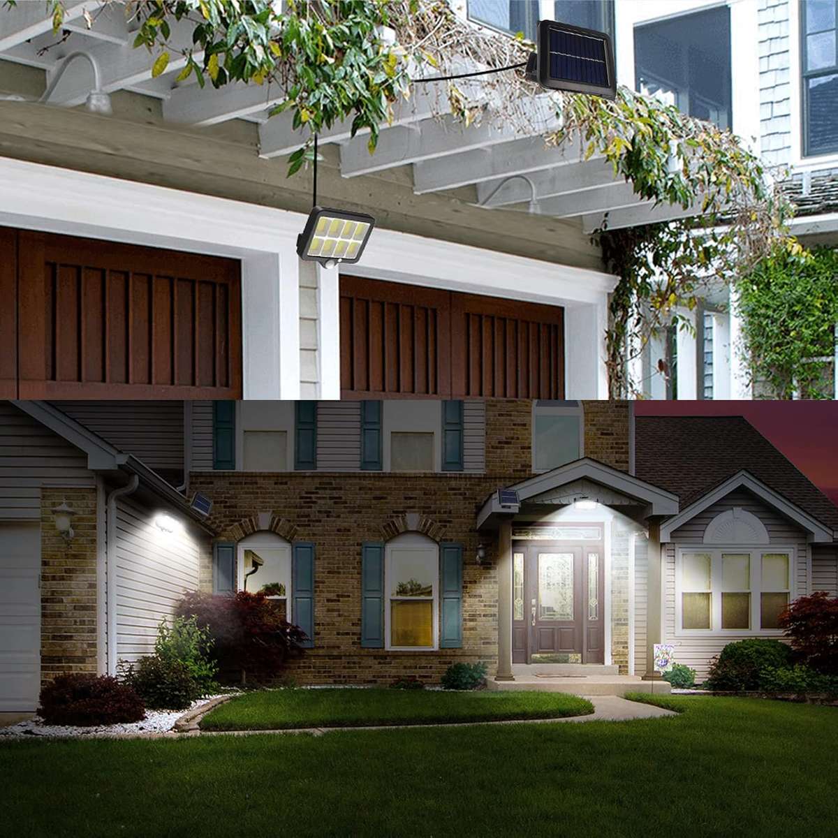 160 LED Bright COB White Solar LED Light With Split Solar Panel & Motion Sensor with Cable