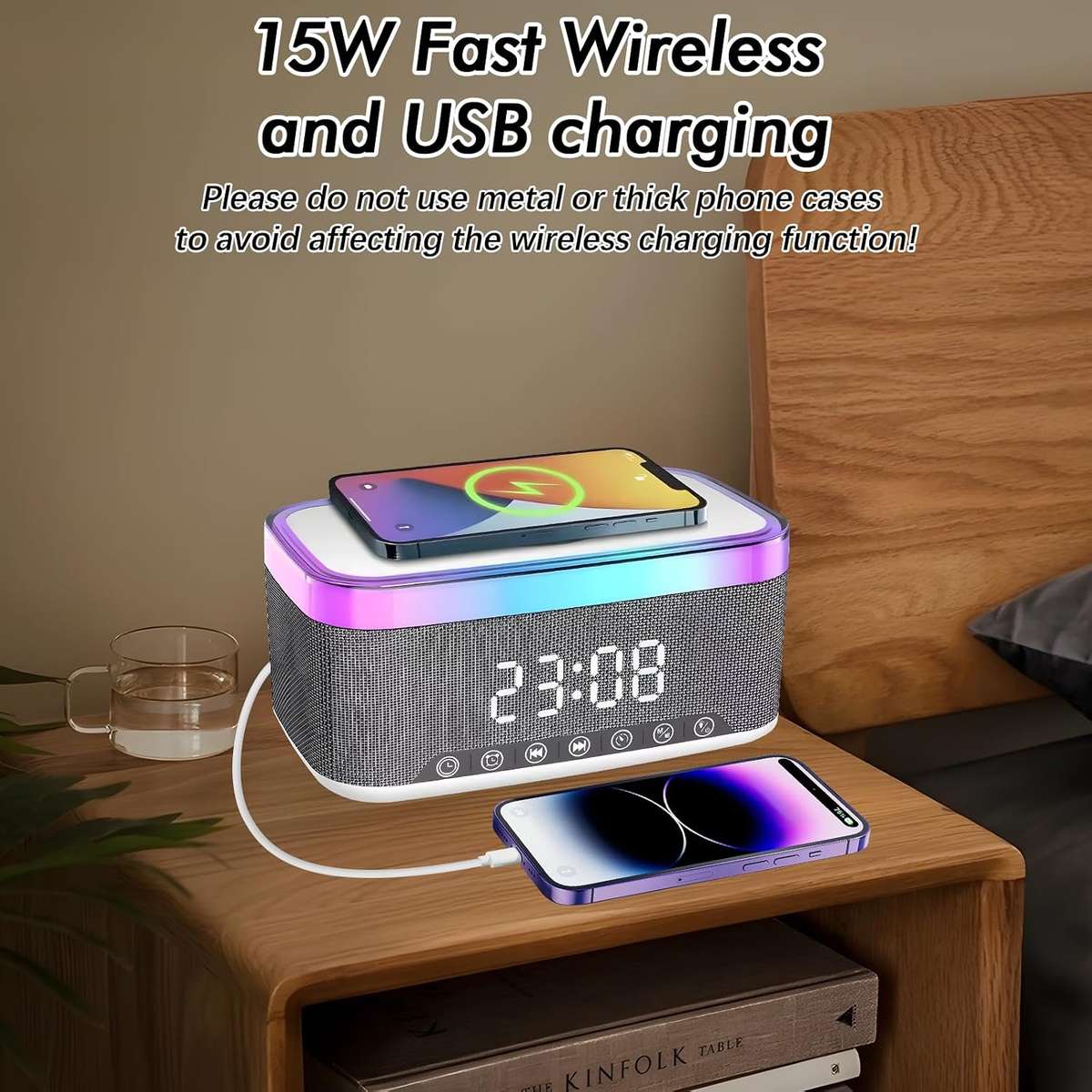 Multifunction Bluetooth Speaker Alarm Clock Wireless Charger