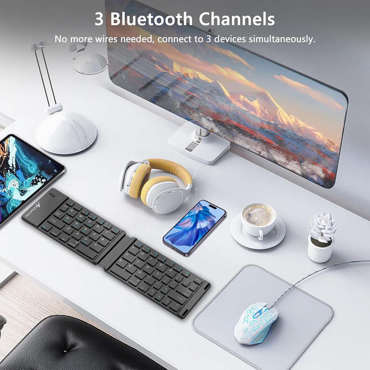 Foldable Bluetooth Keyboard Ultra Slim Aluminum Travel Folding Keyboard with Bluetooth optical mouse