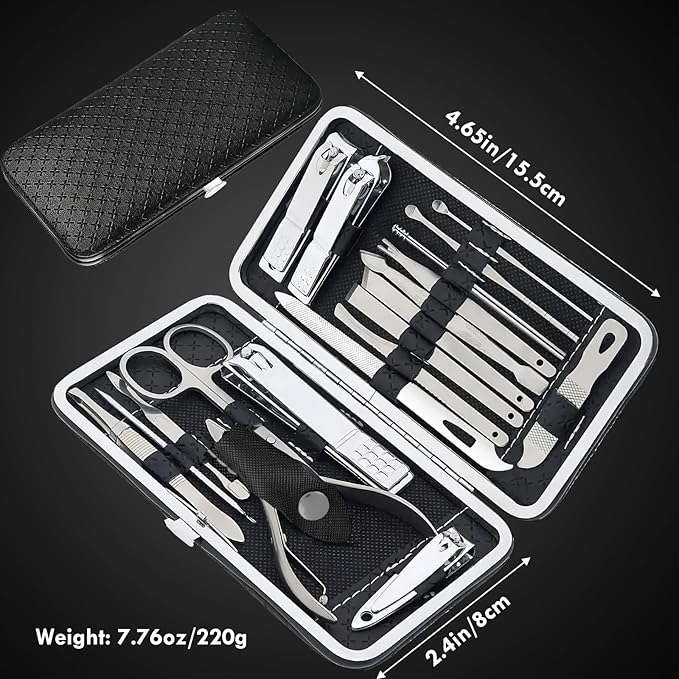 19pc Stainless Steel Manicure Pedicure Kit