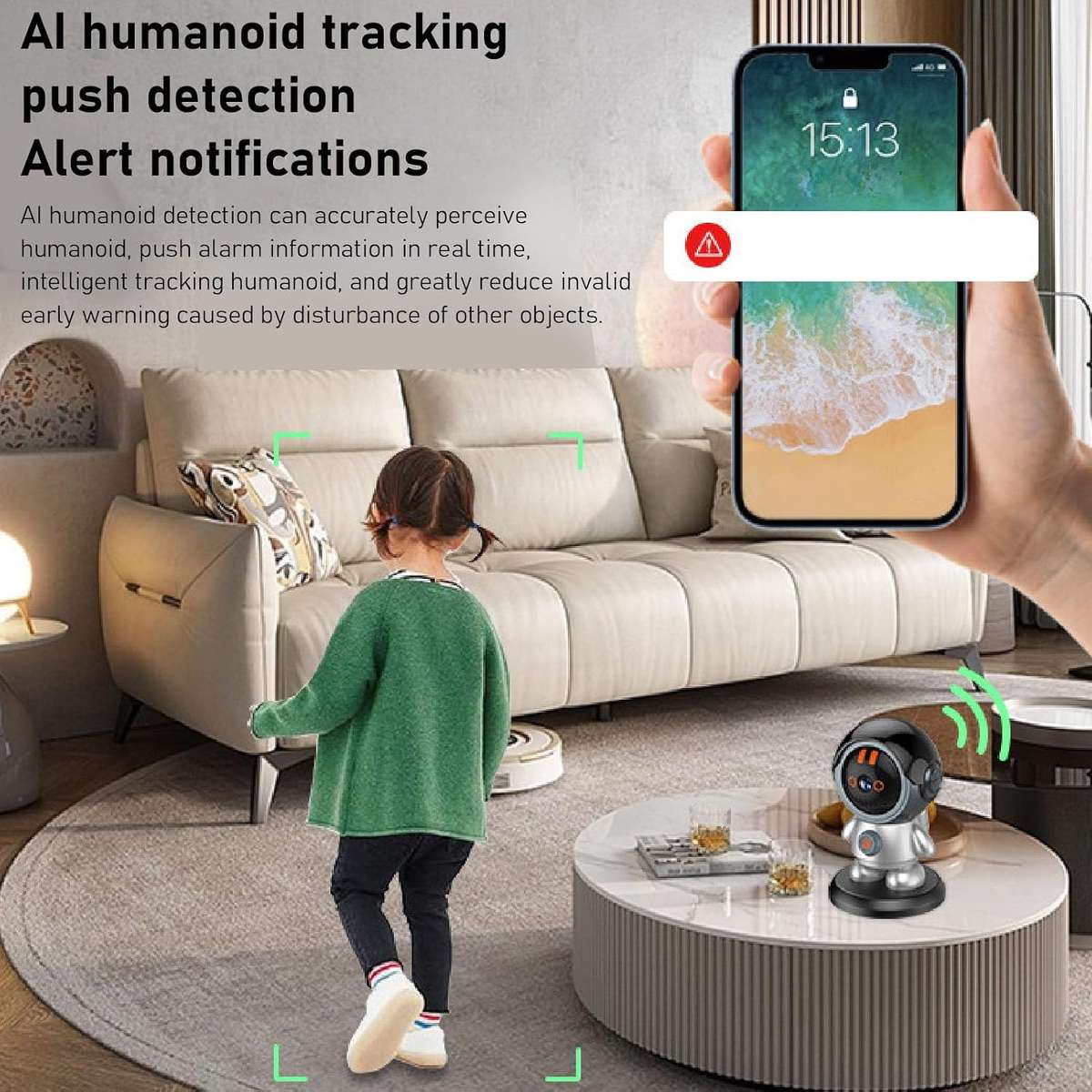 WiFi Robot Camera, 1080P Detection Camera, 6X Zoom Security Camera for iOS, 24 Hour Security Guard.