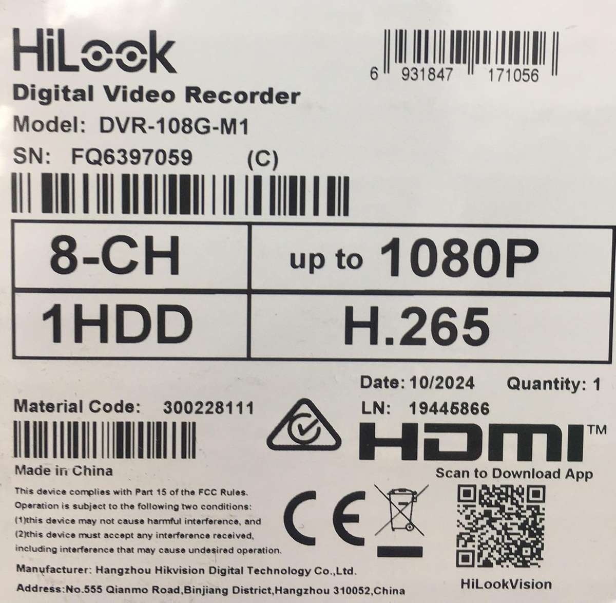 8 Channel AoC 1080P BNC Coaxial HDTVI AHD CVI CVBS IP Video & Audio Turbo HD DVR System