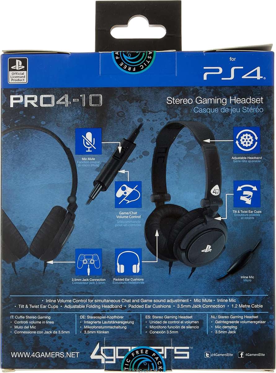 4Gamers PRO4-10 Wired Stereo Gaming Headset - Black