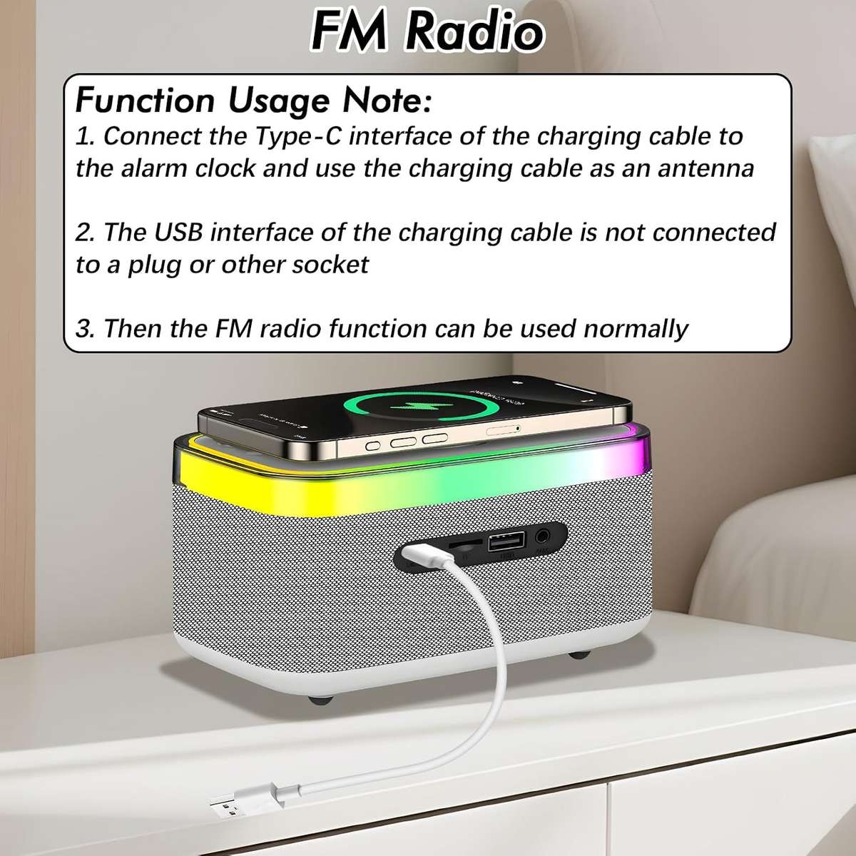 Multifunction Bluetooth Speaker Alarm Clock Wireless Charger