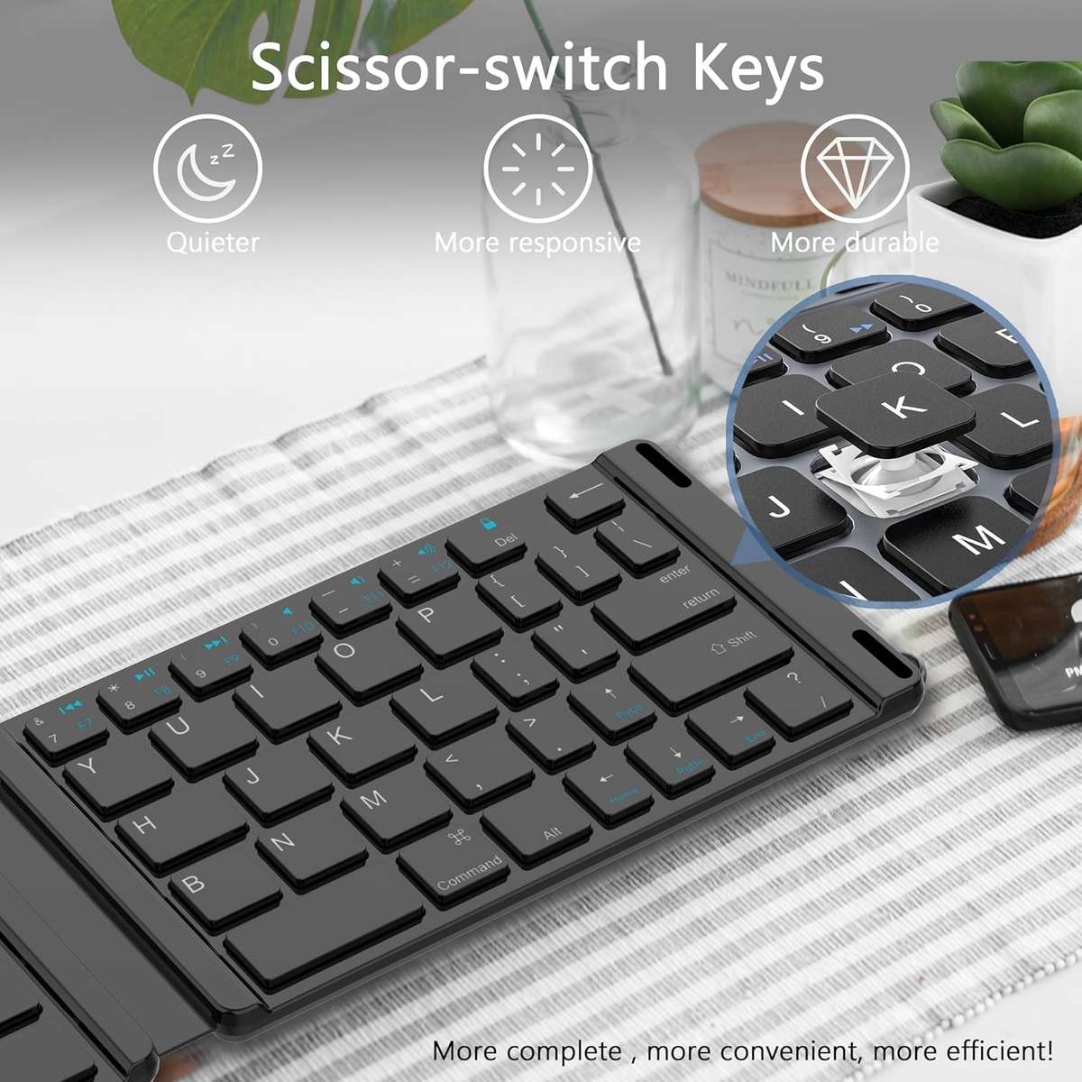 Foldable Bluetooth Keyboard Ultra Slim Aluminum Travel Folding Keyboard with Bluetooth optical mouse