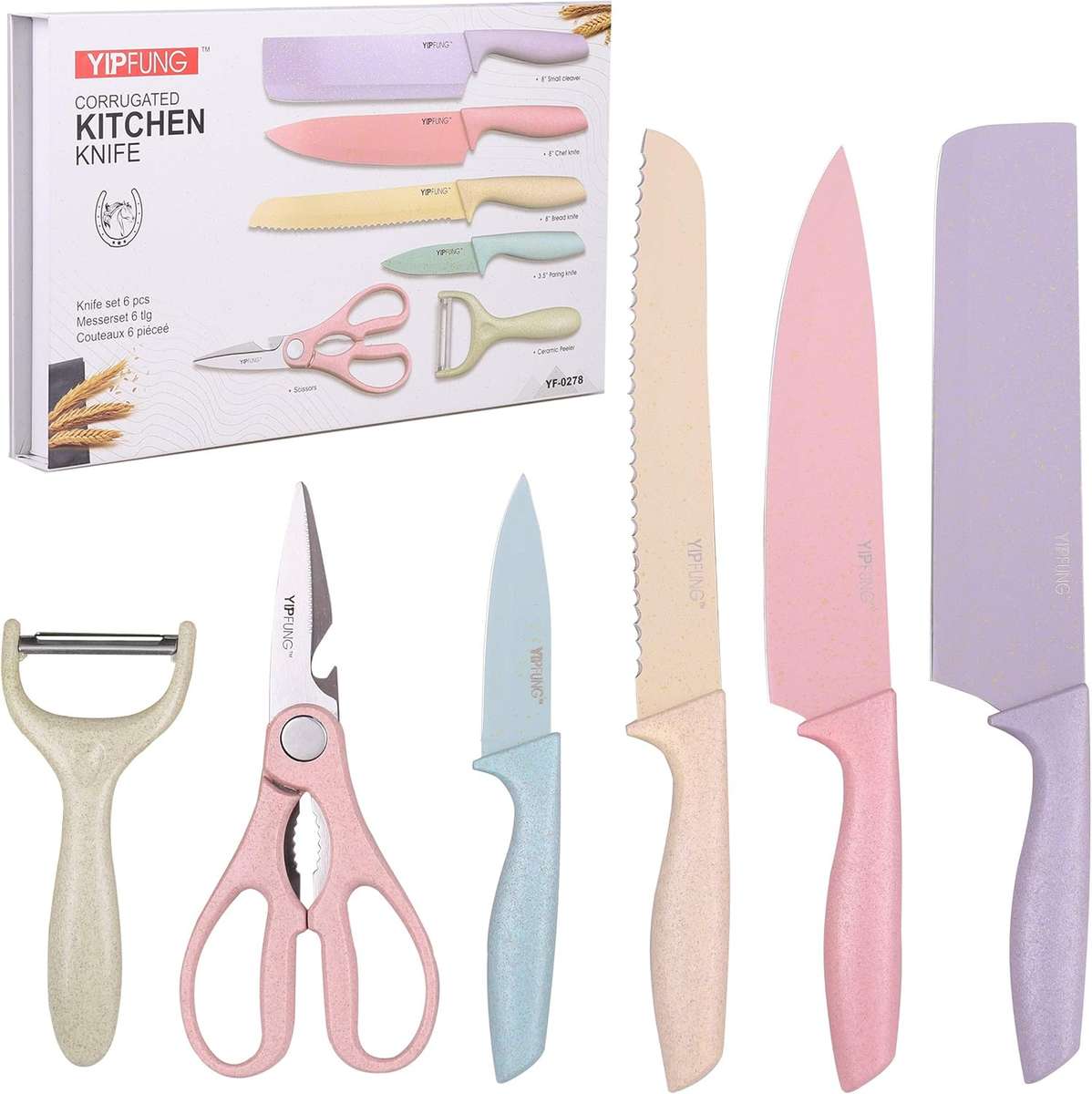Bulk from 6//Corrugated Kitchen Knife Set 6Pcs