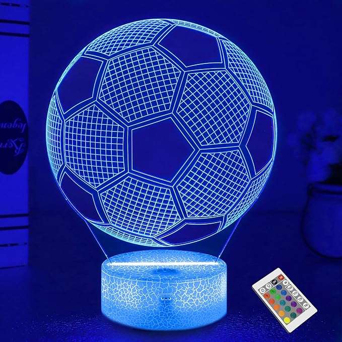 3D Illusion Soccer Lamp 16 Color Change Night Light Touch-Remote
