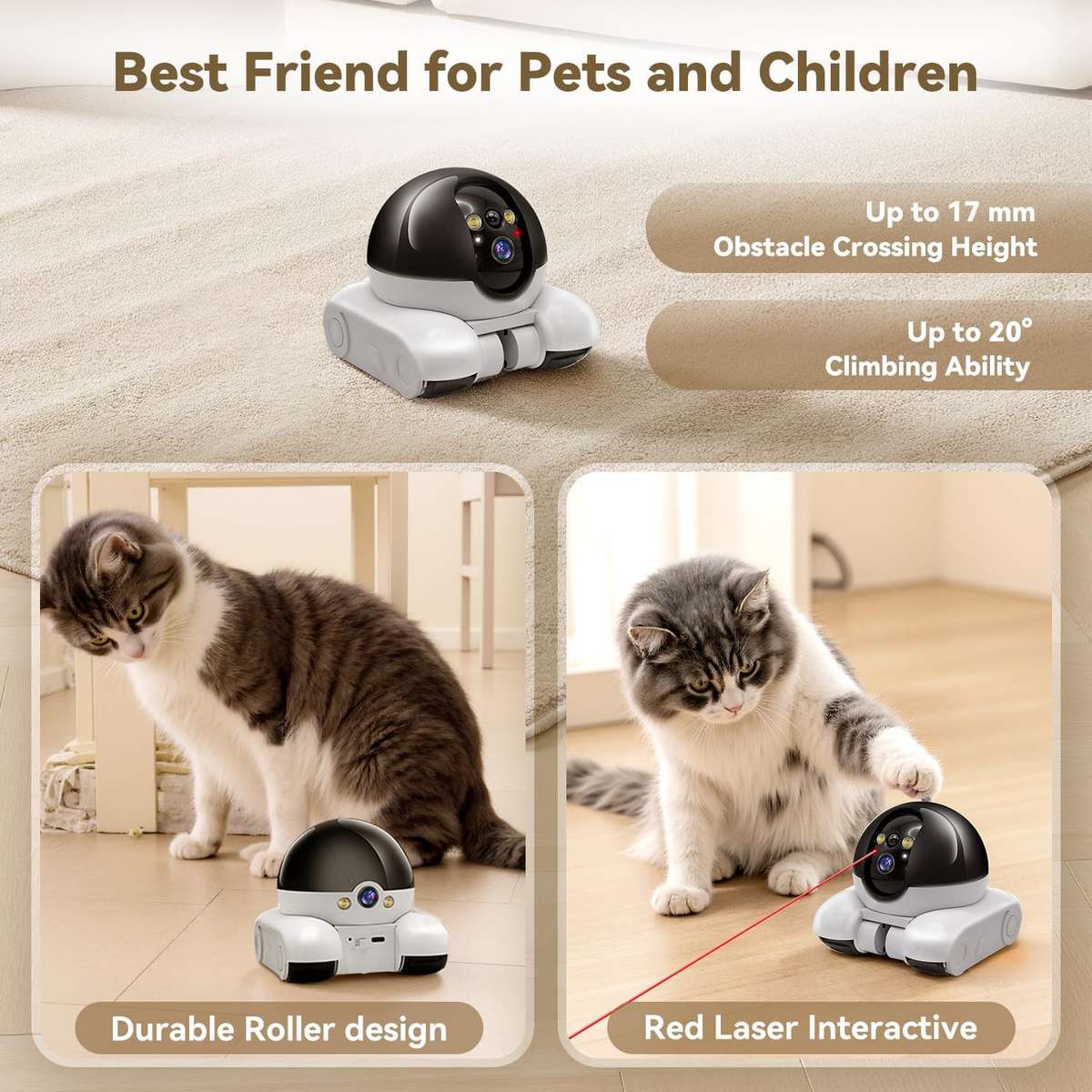 Robot Camera on Wheels 1080P Dual Lens,Indoor Movable Security Camera with 2-Way Talk,Blinky Bot wit