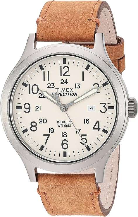 Timex Men`s TW4B06500 Expedition Scout 43 Tan/Natural Leather Strap Watch