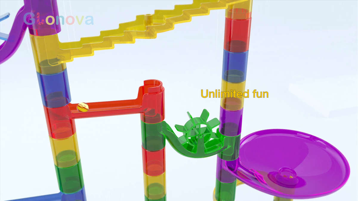 Magicfly Marble Run Set, 127 Pcs Marble Race Track for Kids with Glass Marbles Upgrade Marble Wor...