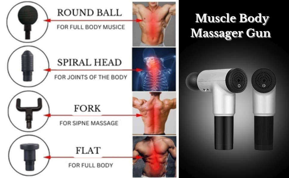 Muscle Body Massager Gun For Pain and Stress Relief with 4 Massage Head