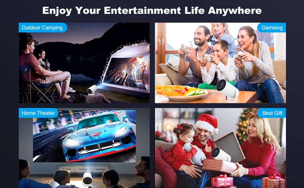 HY300PRO Mini Projector 4K 1080P Portable Projector Support with Android System WiFi 6 BT 5.0,Smart