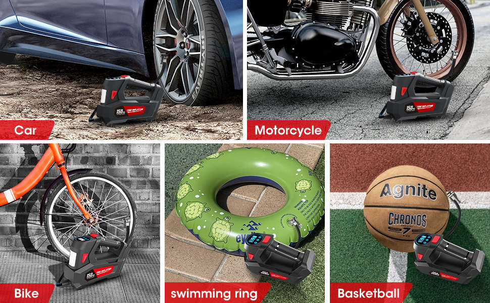 Portable Air Pump For Car Tires DC 12V Car Tire Pump With Digital Pressure Gauge LED 120 PSI 12L/min