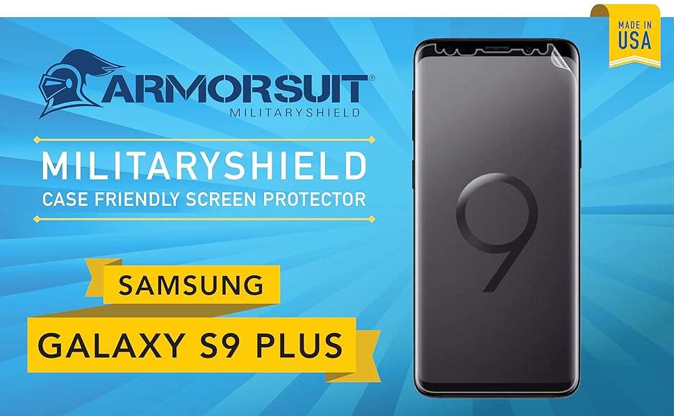 ARMORSUIT MILITARYSHIELD-Samsung Galaxy S9 Plus Screen Protector FULL EDGE coverage - Case Friendly