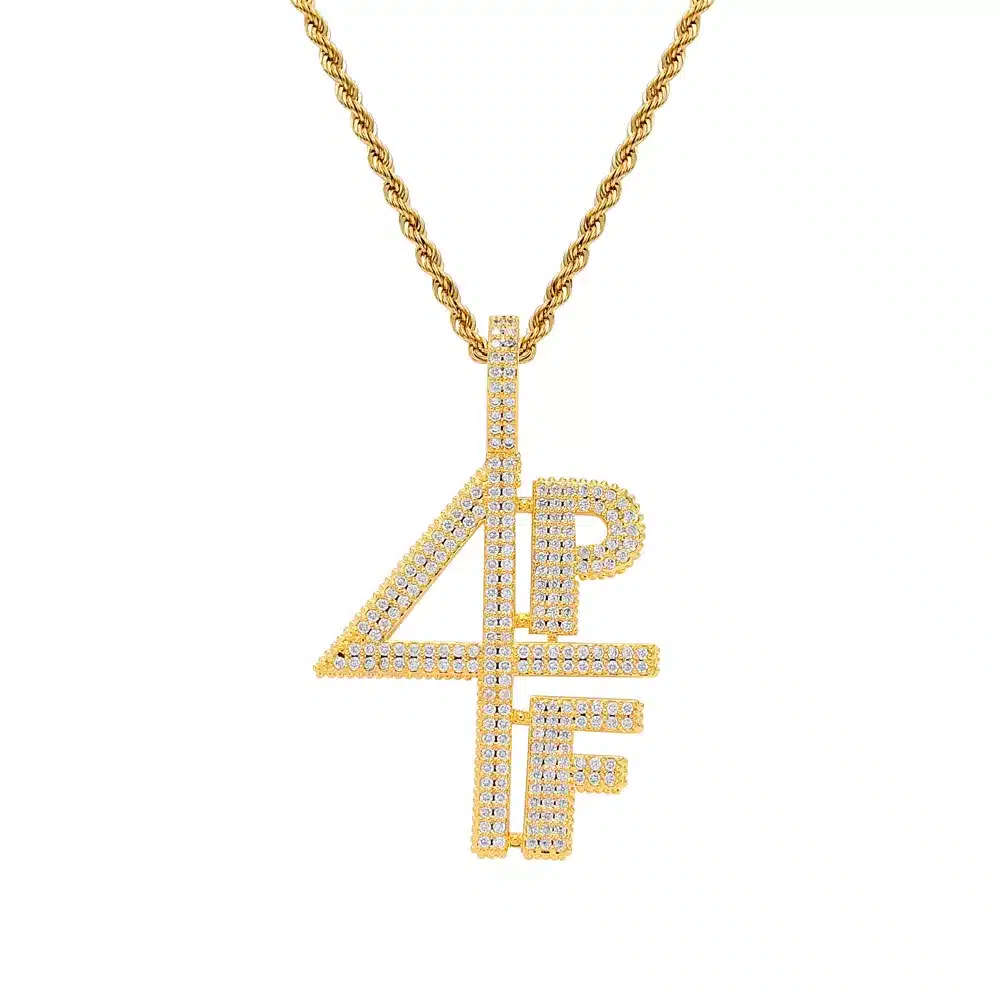 4PF "Four Pockets Full" Lil Baby Inspired Iced CZ Diamond Pendant (Gold)